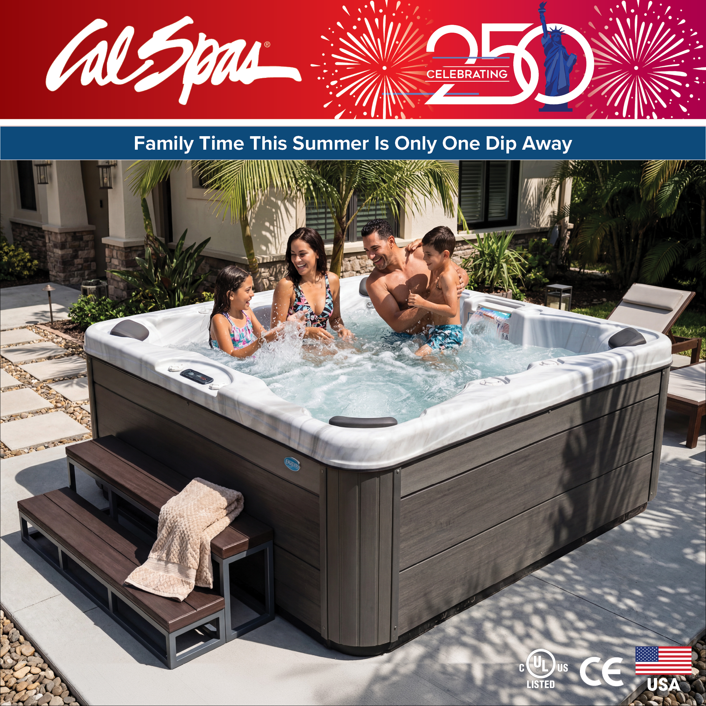 Calspas hot tub being used in a family setting - Port Arthur